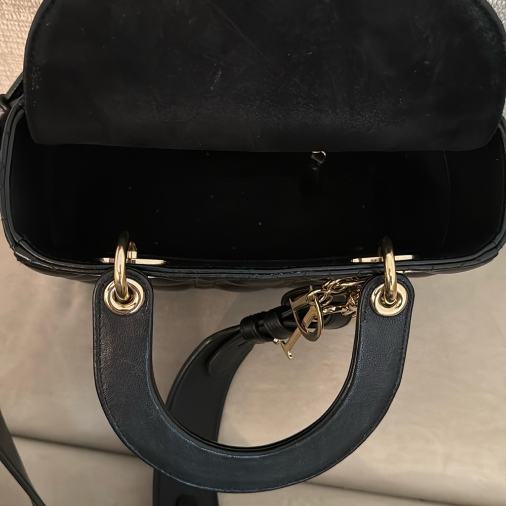 Dior Black Quilted Lady Dior Satchel with Gold Hardware - Picture 7 of 15